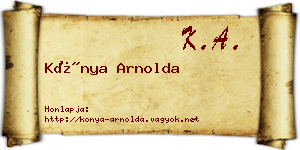 Kónya Arnolda névjegykártya